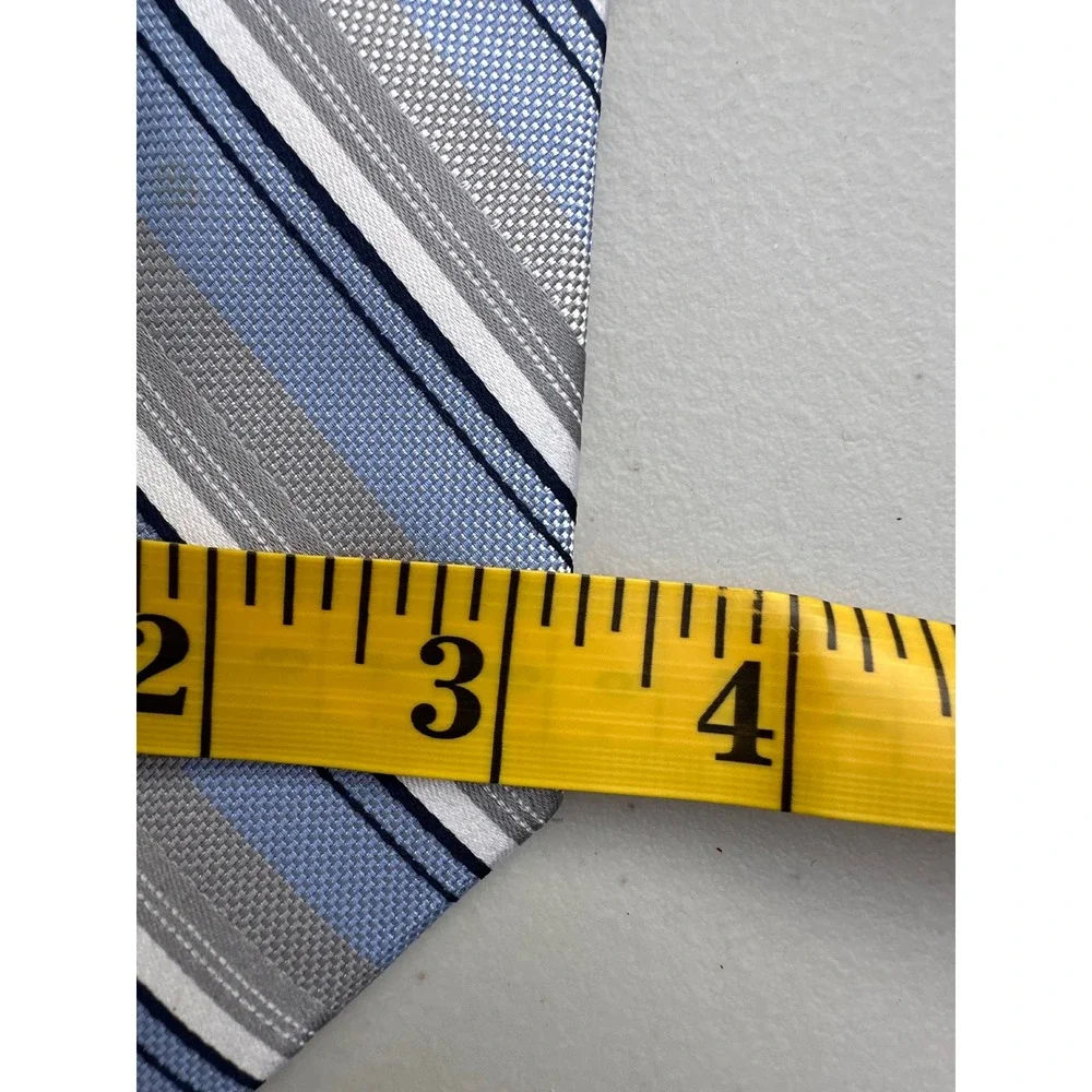 Jos A Bank Joseph Silk Tie Mens Blue Silver Grey Striped Formal Necktie 60x3.25